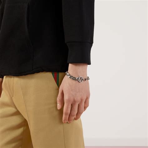 gucci g motif ag925 con placa|925 Sterling Silver Bracelet With Double G .